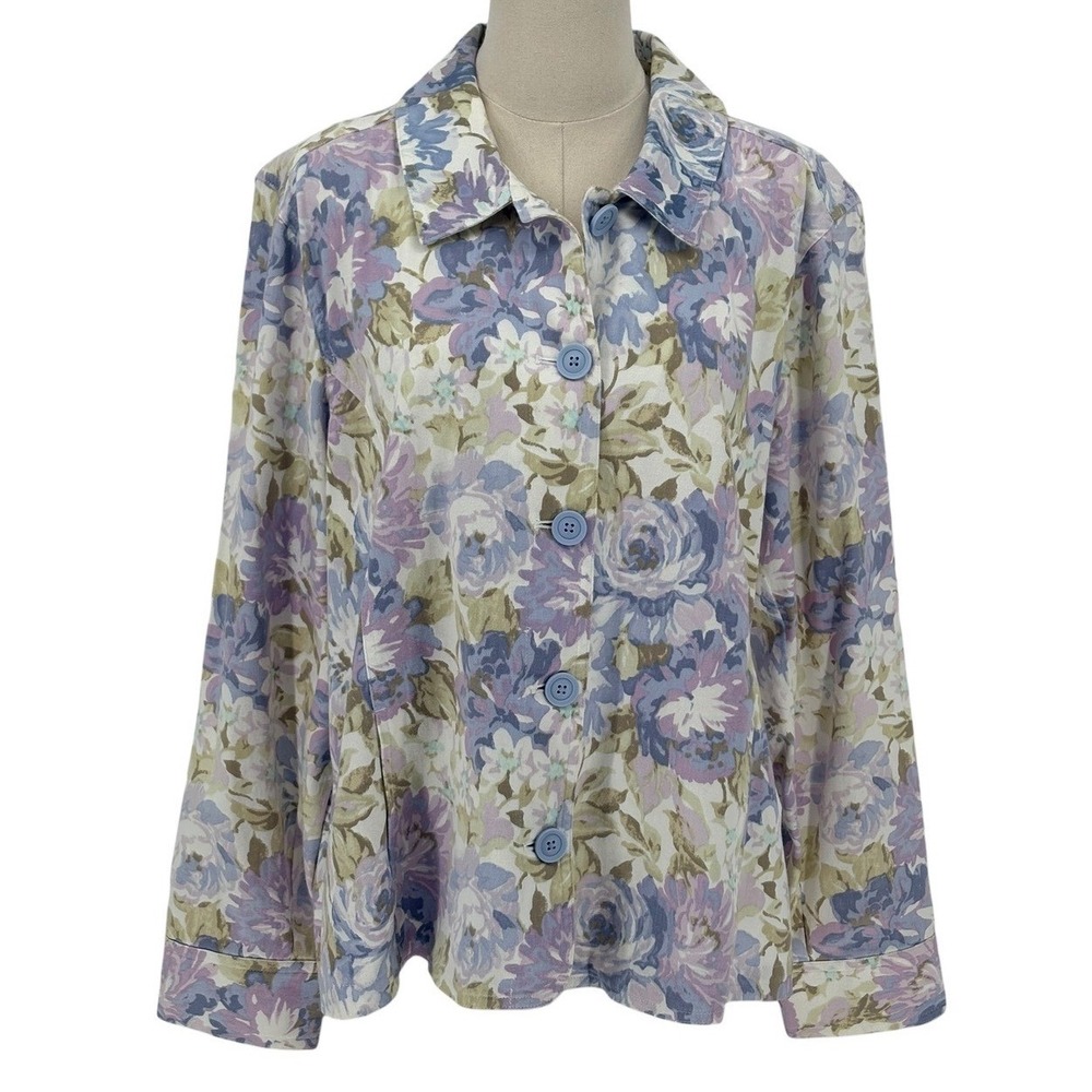 Crofts‎ & Barrow Floral Jacket XL Button Up Long Sleeve Cotton Blend